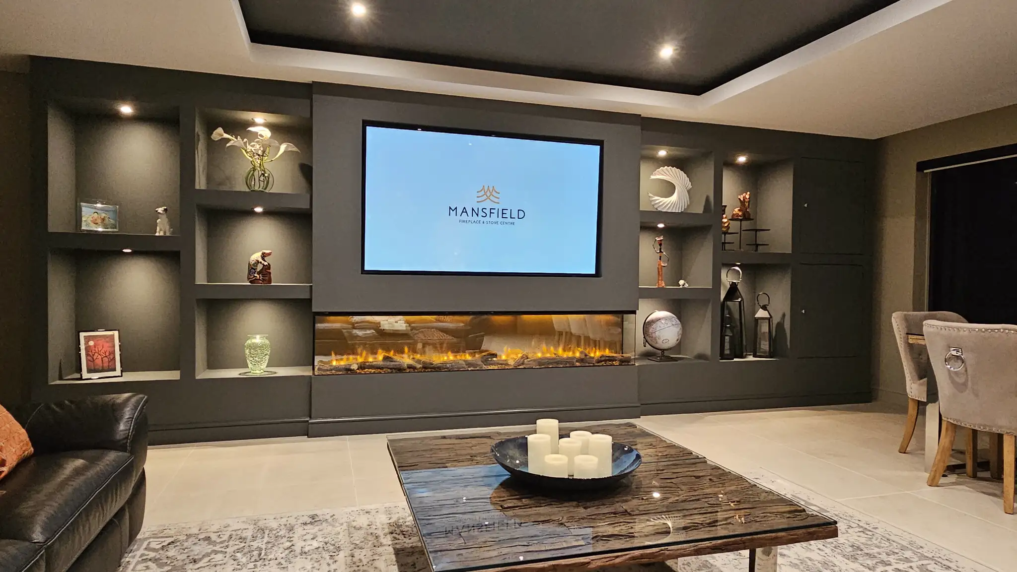 Case Study - Mansfield Fireplace & Stove Centre - Chesterfield Media Wall